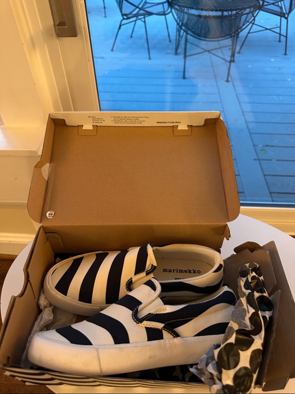 Marimekko + Uniqlo + adidas Women’s Slip-On Sneakers with Navy and White Stripes